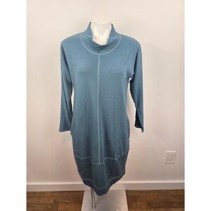 Lisa Bayne Blue‎ Mock Neck 3/4 Sleeve Casual Sweater Dress Women's Size XS